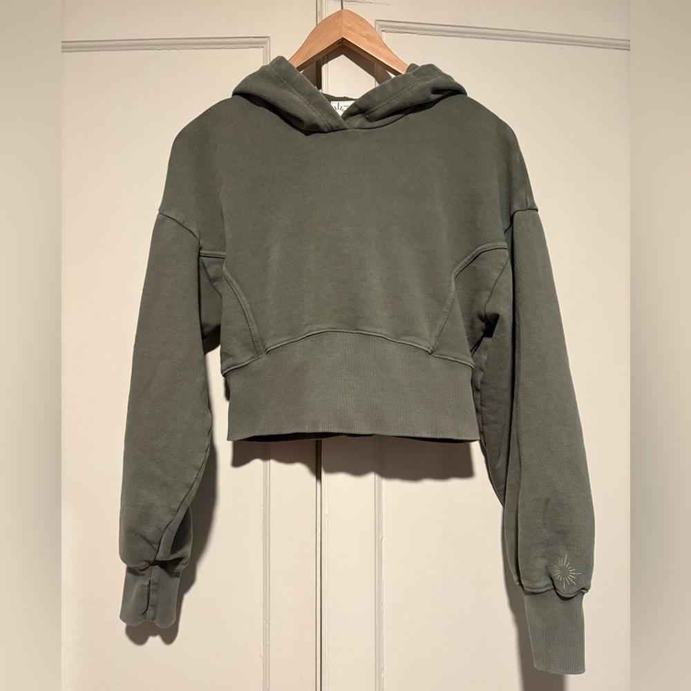 Offline by Aerie Sage Green Cropped Hoodie - Picture 1 of 5